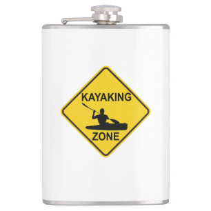 Kayaking Zone Road Sign Hip Flask
