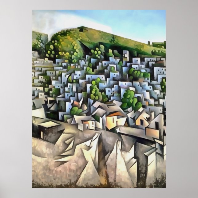 Kayakoy Historical Settlement Geometric Art Poster (Front)