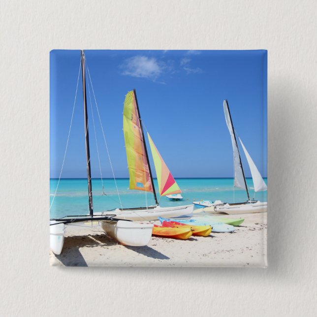 Kayaks, Catamarans And Kayaks| Cuban Beach 15 Cm Square Badge (Front)