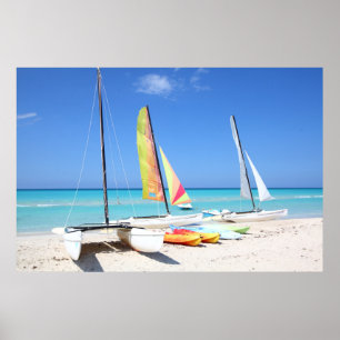Kayaks, Catamarans And Kayaks  Cuban Beach Poster