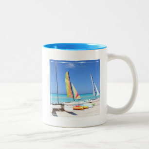 Kayaks, Catamarans And Kayaks Cuban Beach Two-Tone Coffee Mug