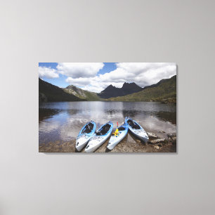 Kayaks, Cradle Mountain and Dove Lake, Cradle Canvas Print