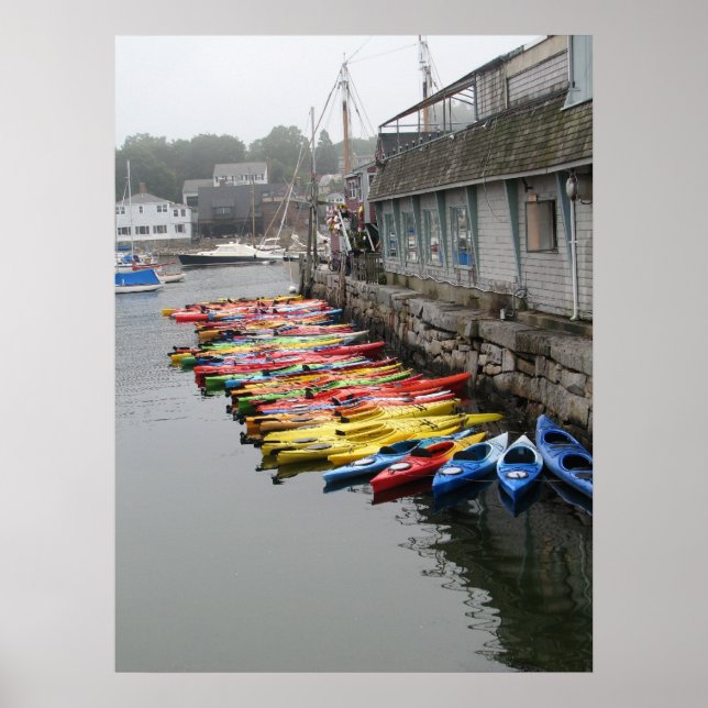 Kayaks In Rockport Poster (Front)
