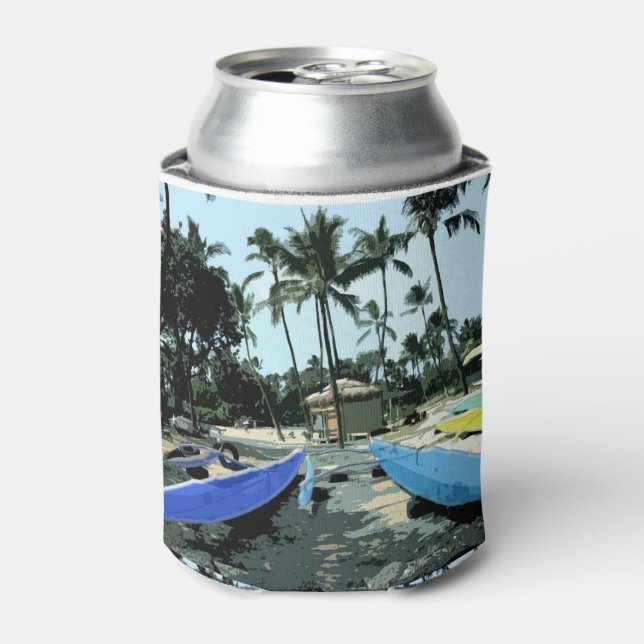 Kayaks on a Hawaiian Beach Can Cooler (Can Front)