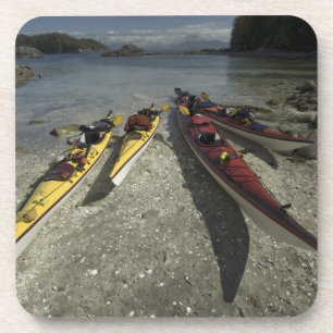 Kayaks on Dicebox Island, Broken Island Group, Coaster