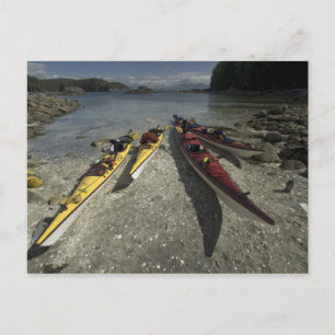 Kayaks on Dicebox Island, Broken Island Group, Postcard