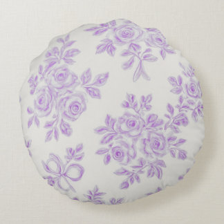 Kaye and Summer Lavender Flowers Round Cushion