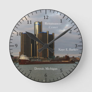 Kaye E. Barker Detroit colck Round Clock