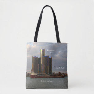 Kaye E. Barker & Ren Cen Detroit all over tote bag