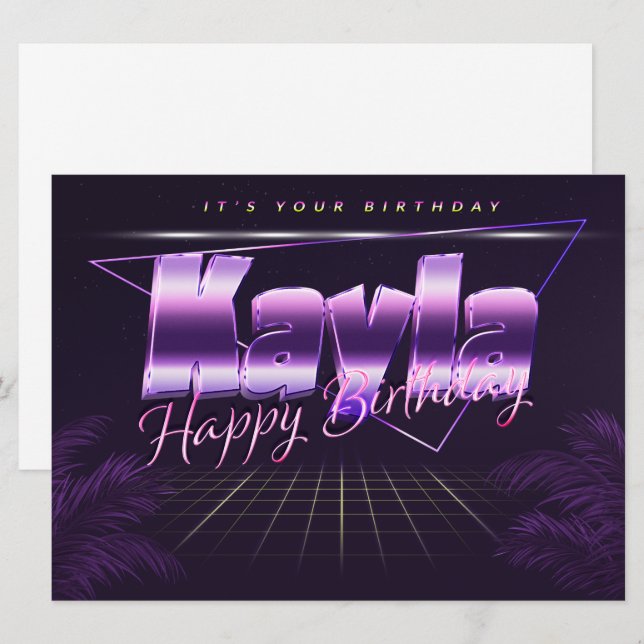 Kayla Name First name lila retro card Birthday (Front/Back)