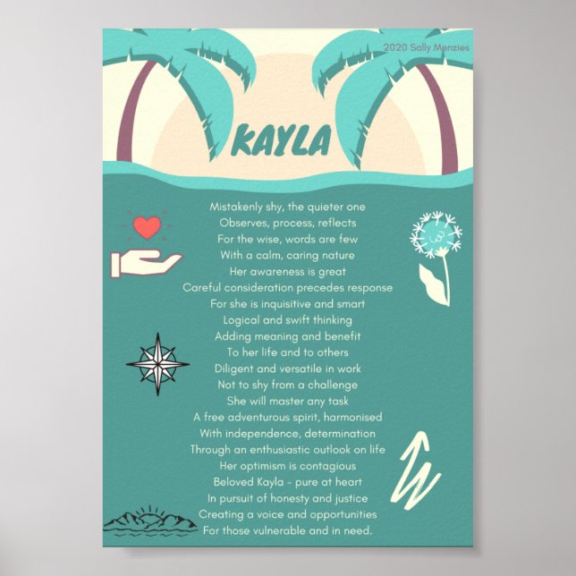 "Kayla" Name Poem Poster (Front)