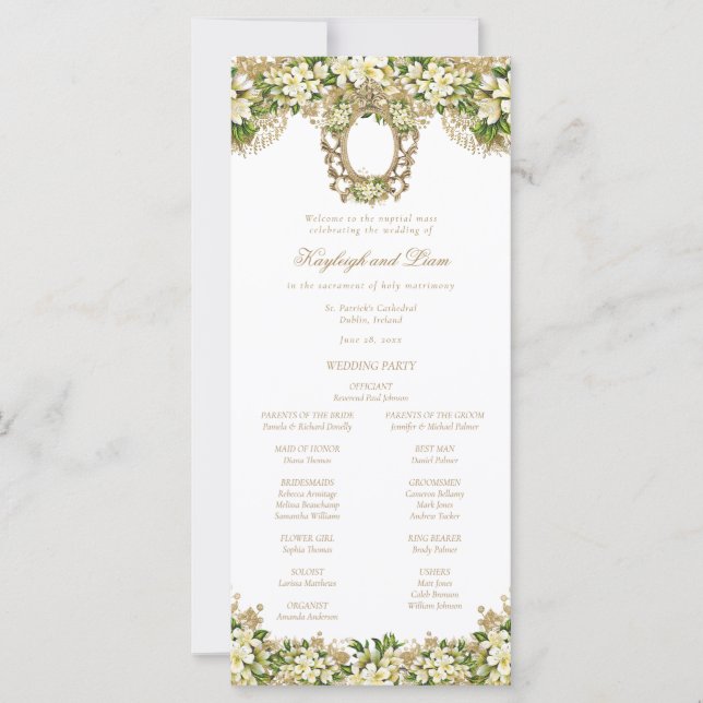 Kayleigh Catholic Wedding Mass Ceremony Program (Front)
