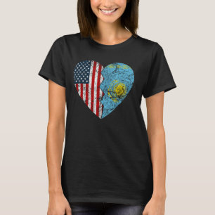 Kazakh American Flags Heart United States Kazakhst T-Shirt