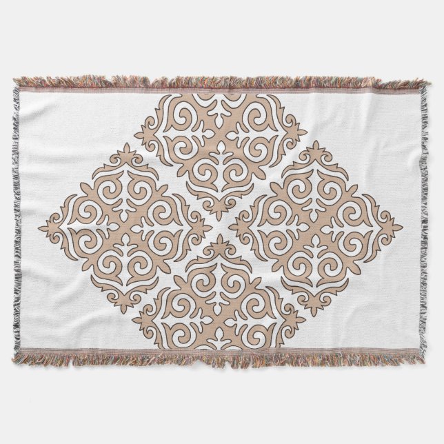 Kazakh ornament pattern throw blanket (Front)