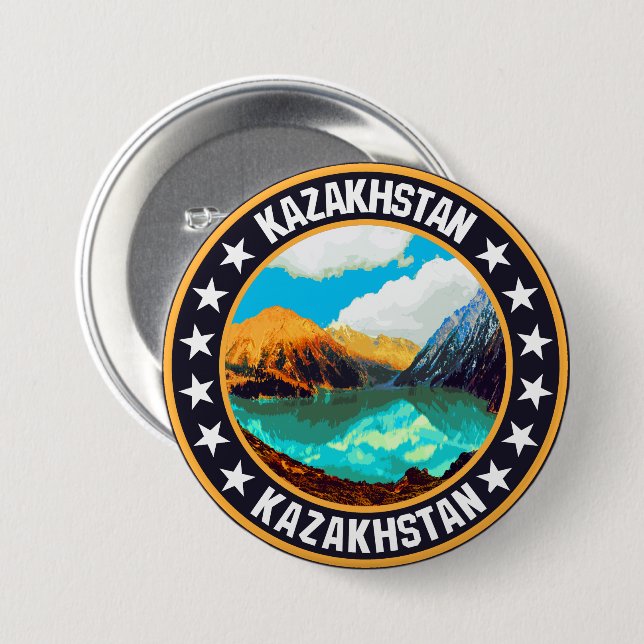 Kazakhstan                                         7.5 cm round badge (Front & Back)