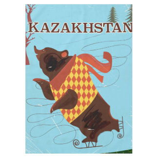 kazakhstan cartoon vintage travel poster tablecloth
