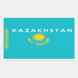 kazakhstan country flag symbol name text rectangular sticker