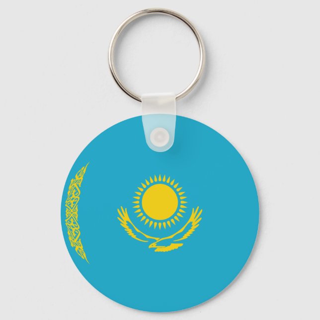Kazakhstan Fisheye Flag Keychain (Front)
