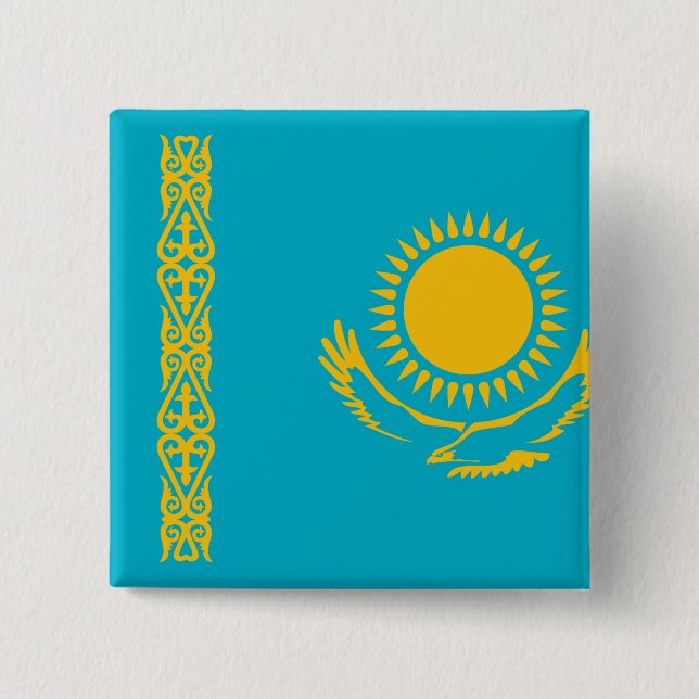 Kazakhstan Flag 15 Cm Square Badge (Front)