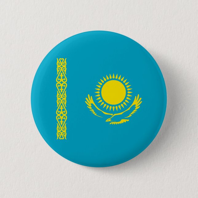 Kazakhstan Flag 6 Cm Round Badge (Front)