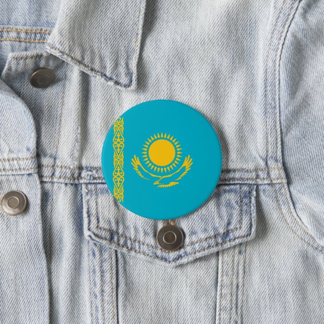 Kazakhstan flag 7.5 cm round badge (In Situ)