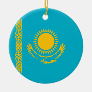 Kazakhstan flag ceramic tree decoration