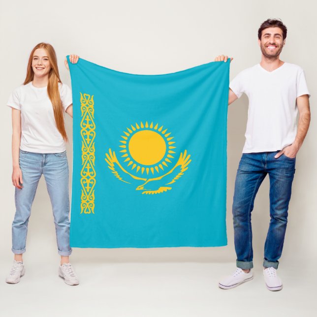 Kazakhstan flag fleece blanket (In Situ)