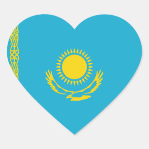 Kazakhstan Flag Heart Sticker