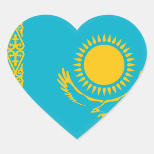 Kazakhstan Flag Heart Sticker