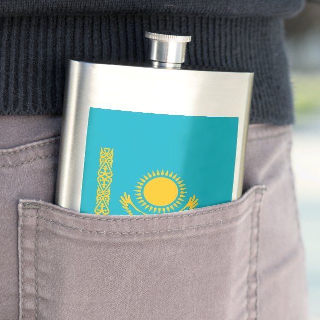 Kazakhstan flag hip flask (In Situ)