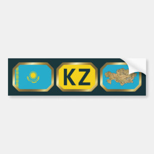 Kazakhstan Flag Map Code Bumper Sticker