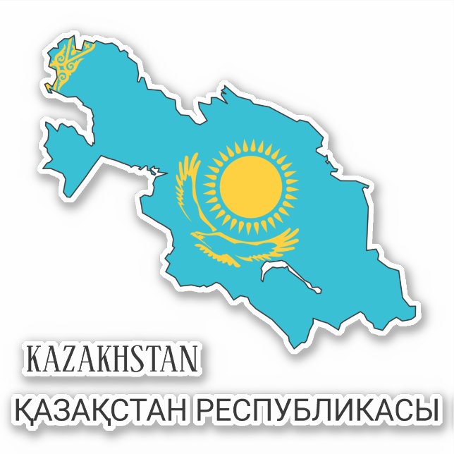 Kazakhstan Flag Map Patriotic (Front)