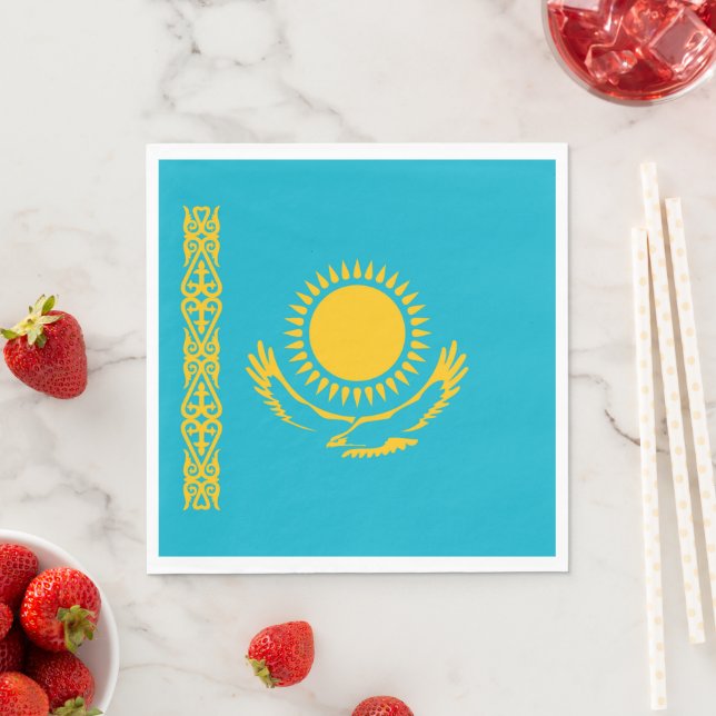 Kazakhstan flag napkin (Insitu)