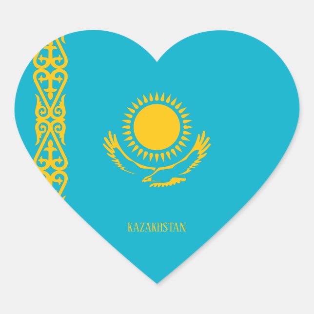 Kazakhstan Flag Patriotic Heart Sticker (Front)