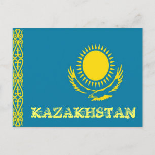 Kazakhstan flag postcard