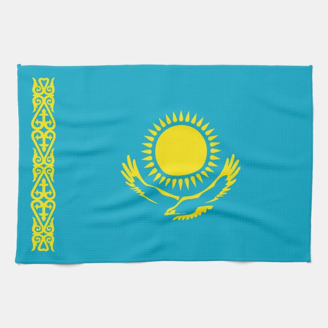Kazakhstan Flag Tea Towel (Horizontal)
