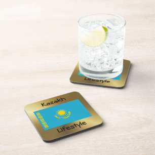 Kazakhstan Flag+Text Coaster