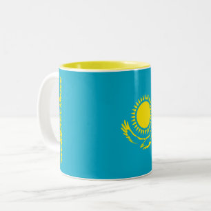 Kazakhstan Flag Two-Tone Coffee Mug
