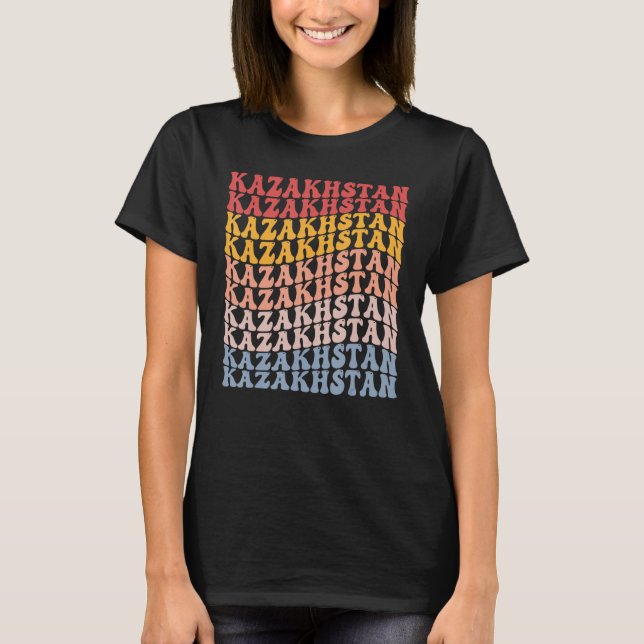 Kazakhstan Groovy Retro Kazakh T-Shirt (Front)