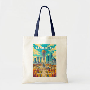 Kazakhstan Illustration Travel Art Vintage Tote Bag