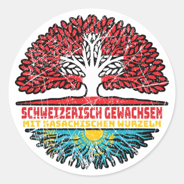 Kazakhstan Kazakh Swiss tree Classic Round Sticker (Front)
