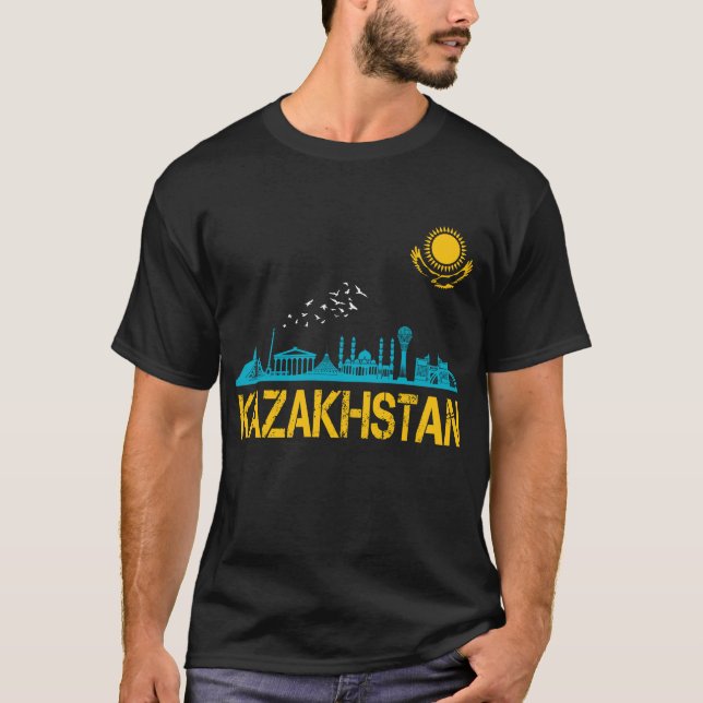 Kazakhstan,Kazakhstan Flag,Flag of Kazakhstan. T-Shirt (Front)