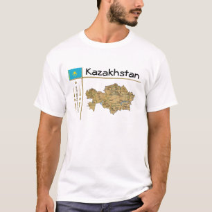 Kazakhstan Map + Flag + Title T-Shirt