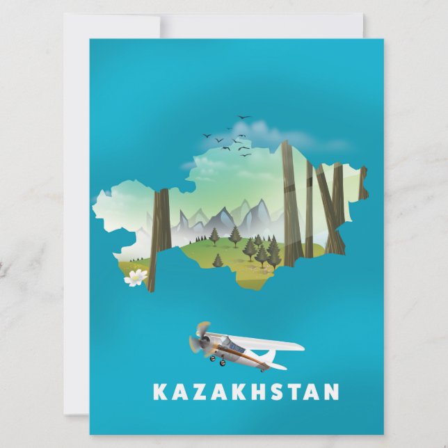 Kazakhstan map invitation (Front)