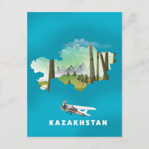 Kazakhstan map postcard