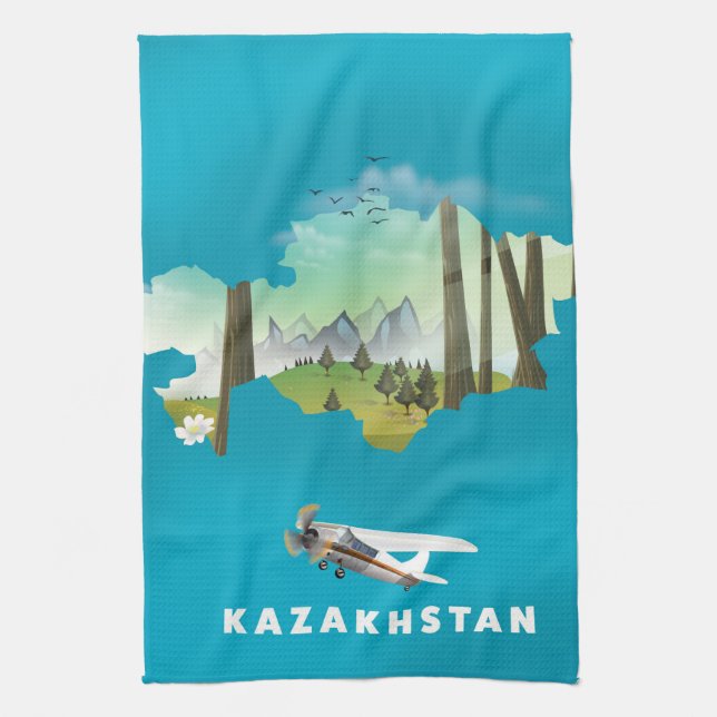 Kazakhstan map tea towel (Vertical)