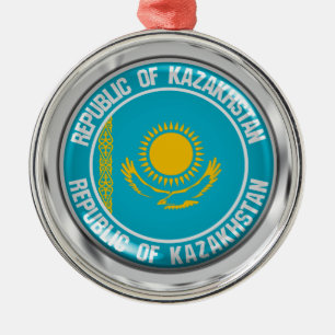 Kazakhstan Round Emblem Metal Tree Decoration