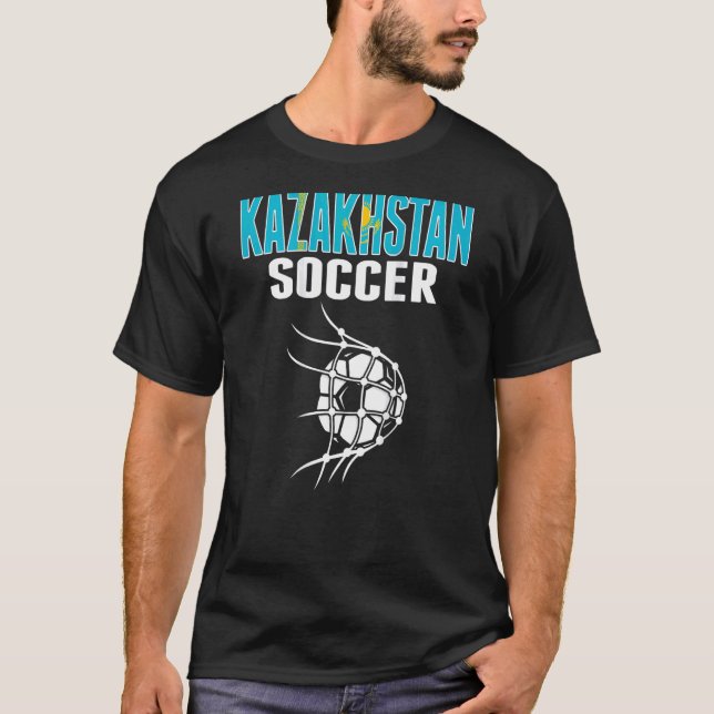 Kazakhstan Soccer Ball In Net Kazakhstani Football T-Shirt (Front)