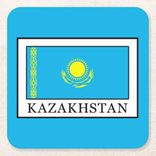 Kazakhstan Square Paper Coaster