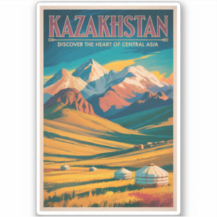 Kazakhstan Steppes Illustration Travel Art Vintage